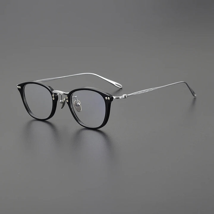 Black Mask Unisex Full Rim Square Titanium Acetate Eyeglasses 65955