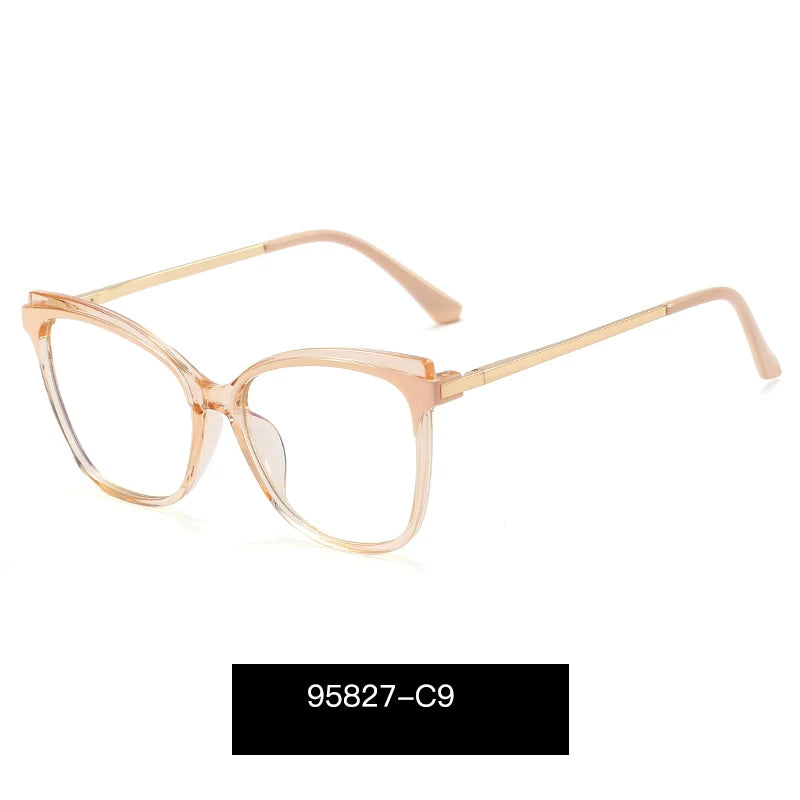 Handoer Women's Full Rim Square Cat Eye Try 90 Alloy Eyeglasses 95827