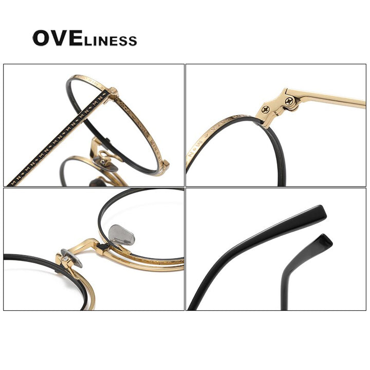 Oveliness Unisex Full Rim Round Titanium Eyeglasses 1013h Full Rim Oveliness