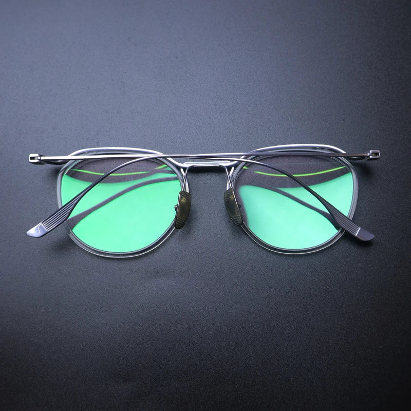 Gatenac Unisex Full Rim Round Titanium Eyeglasses Gxyj-1174 Full Rim Gatenac