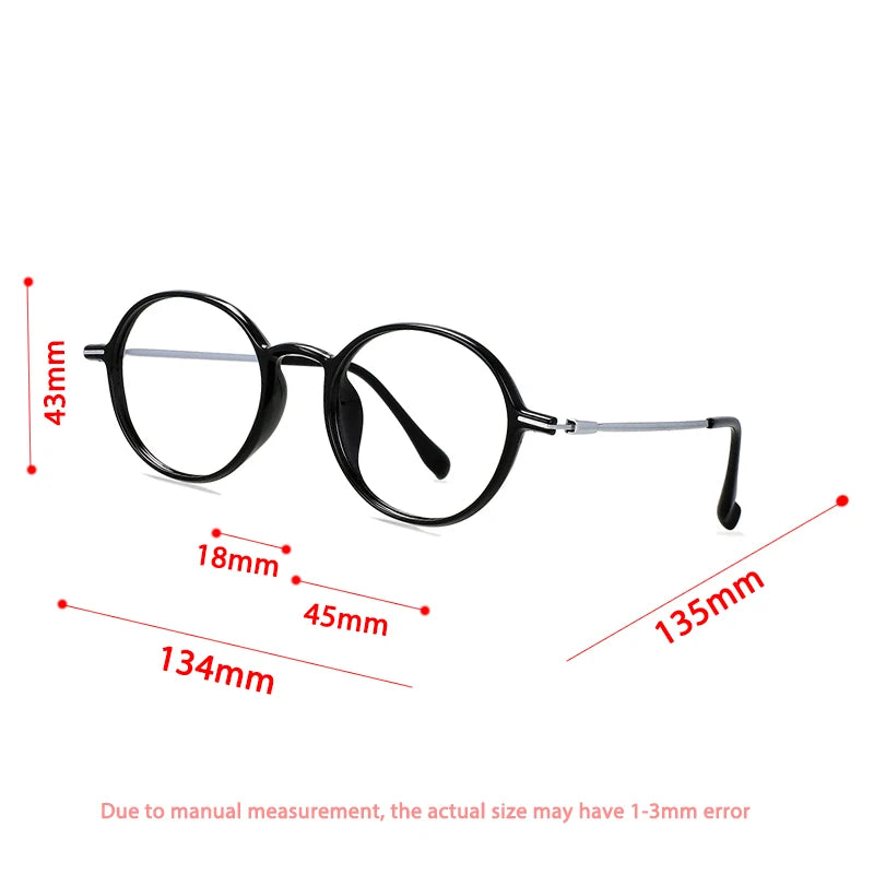 CCspace Unisex Full Rim Round Tr 90 Titanium Eyeglasses 57098 Full Rim CCspace