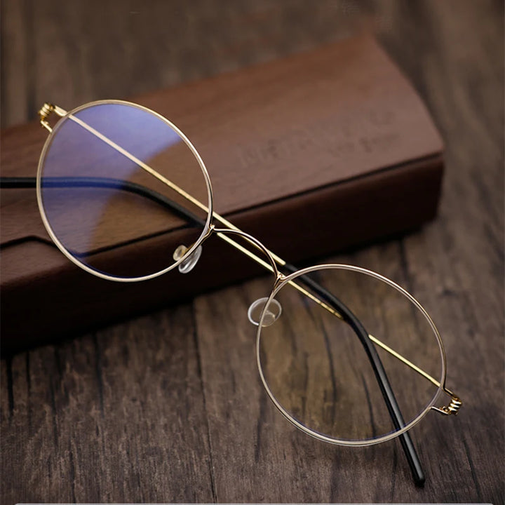 Black Mask Women's Full Rim Round Screwless Titanium Eyeglasses 195003