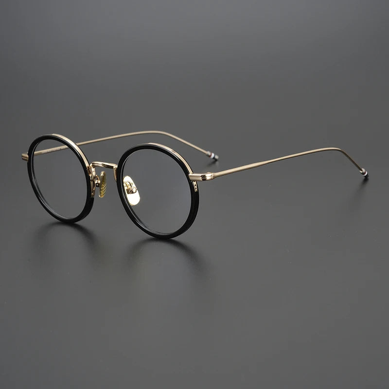 Black Mask Unisex Full Rim Alloy Acetate Round Eyeglasses X906 Full Rim Black Mask Black-Gold