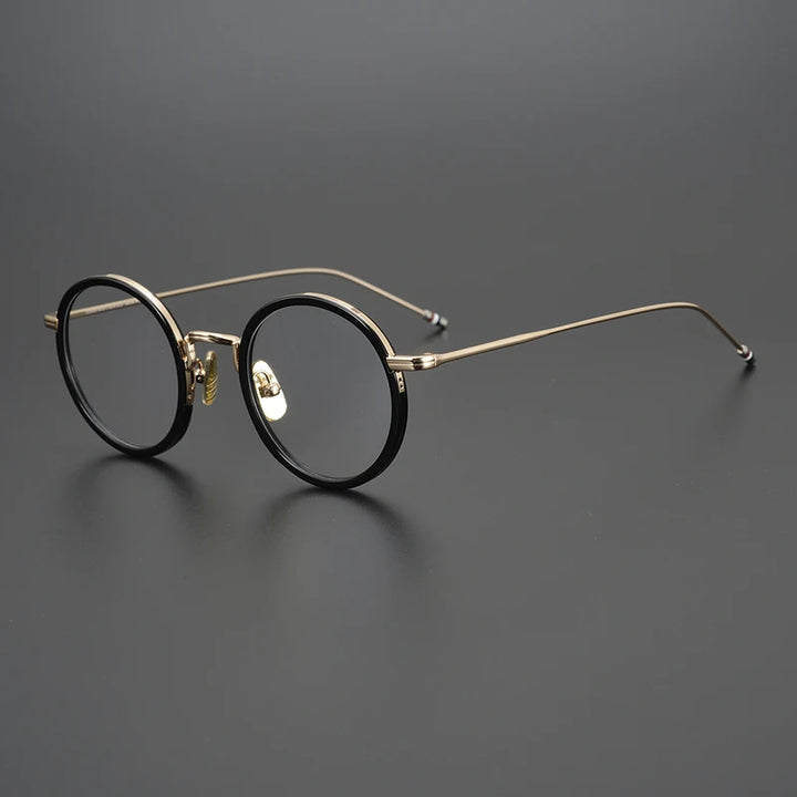 Black Mask Unisex Full Rim Alloy Acetate Round Eyeglasses X906 Full Rim Black Mask Black-Gold