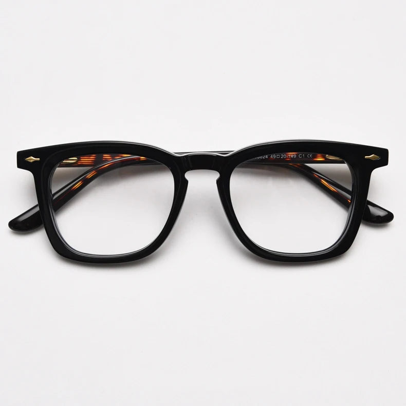 CCspace Unisex Full Rim Big Square Acetate Eyeglasses 57347 Full Rim CCspace BlackLeopard