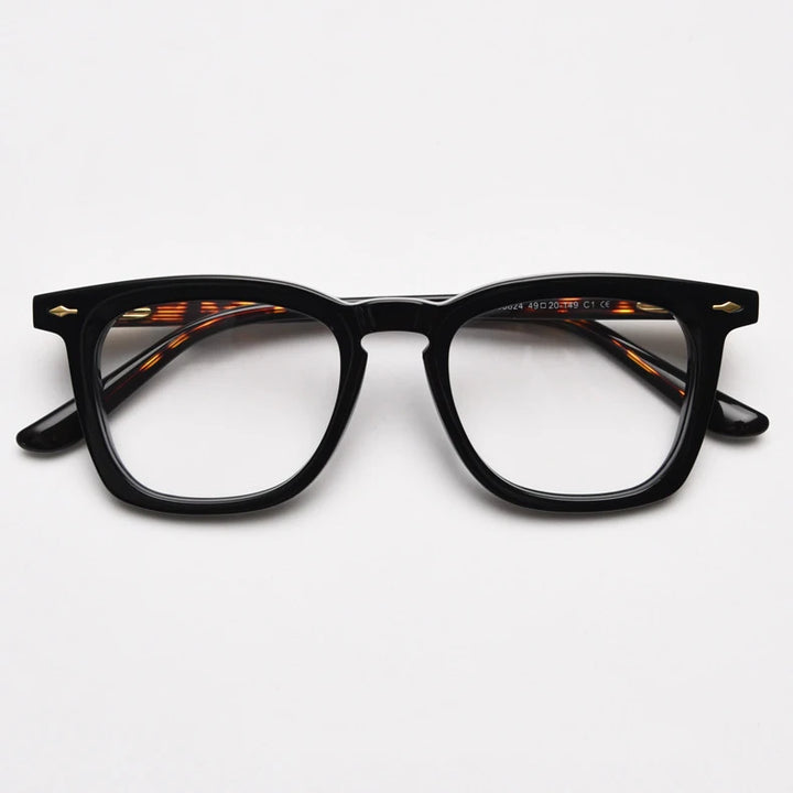 CCspace Unisex Full Rim Big Square Acetate Eyeglasses 57347 Full Rim CCspace BlackLeopard