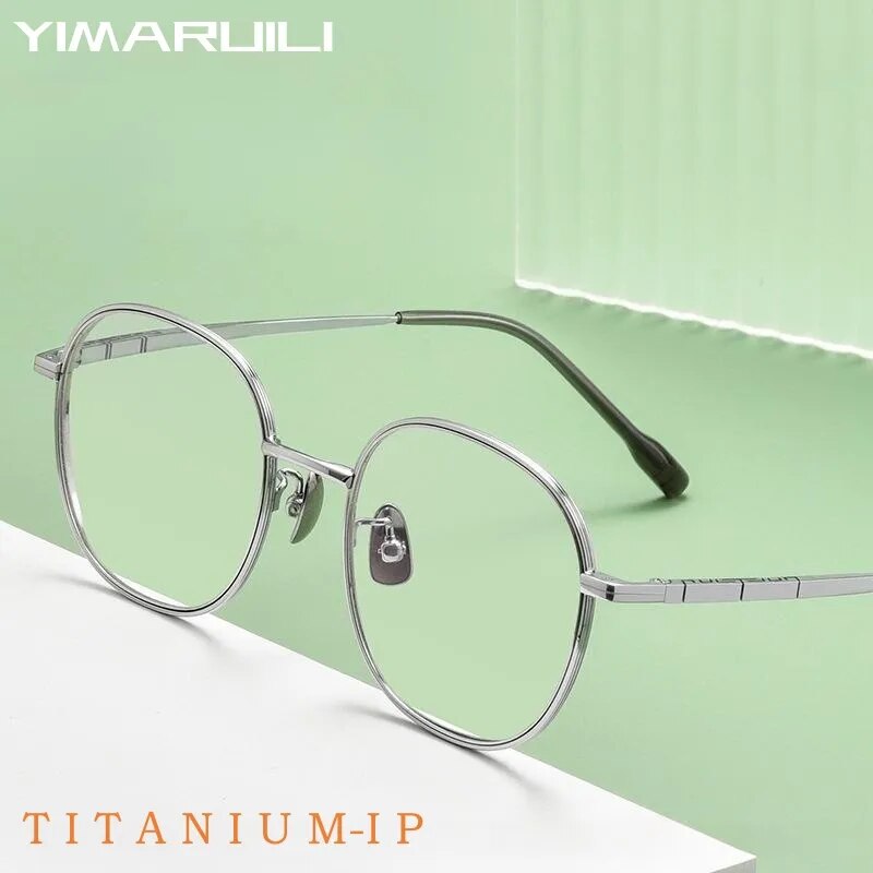Yimaruili Unisex Full Rim Small Square Titanium Alloy Eyeglasses 95963 Full Rim Yimaruili Eyeglasses   