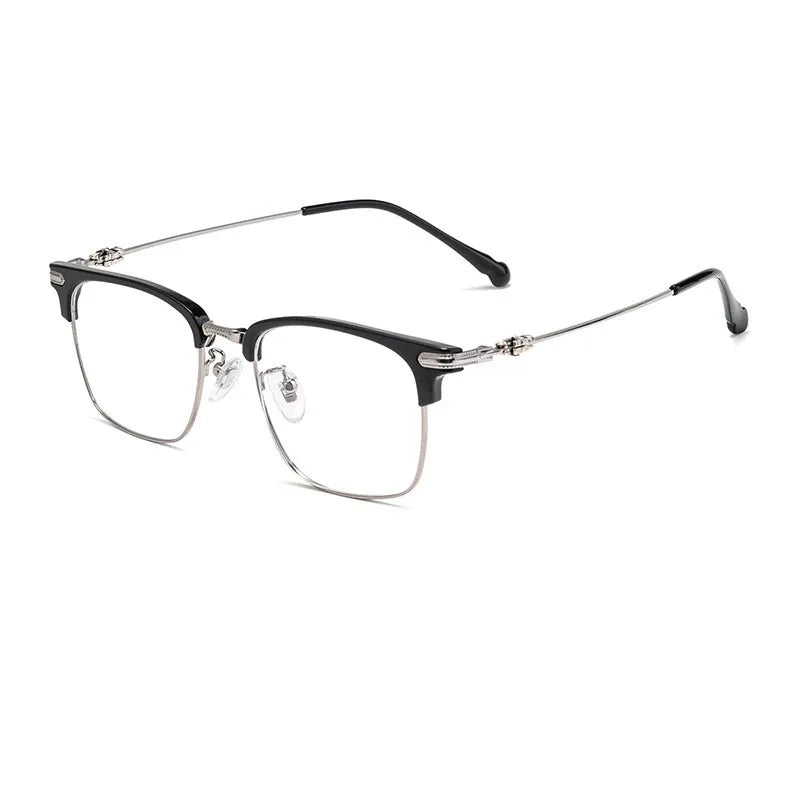 Kocolior Unisex Full Rim Square Titanium Alloy Hyperopic Reading Glasses 8366 Reading Glasses Kocolior Black Gun 0
