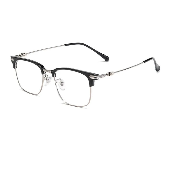 Kocolior Unisex Full Rim Square Titanium Alloy Hyperopic Reading Glasses 8366 Reading Glasses Kocolior Black Gun 0