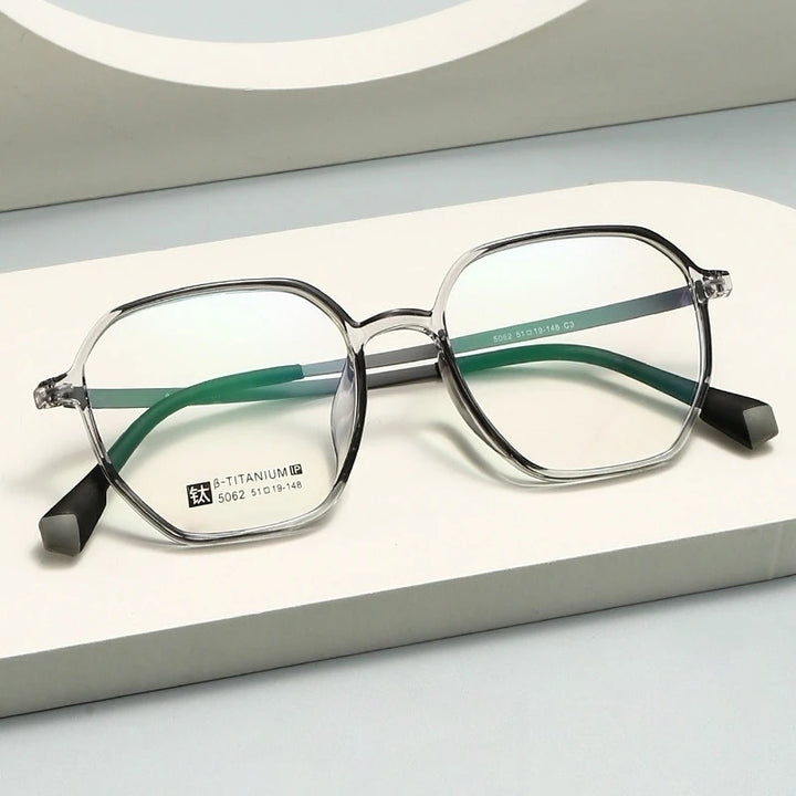 Yimaruili Women's Full Rim Polygon Tr 90 Titanium Eyeglasses 55062