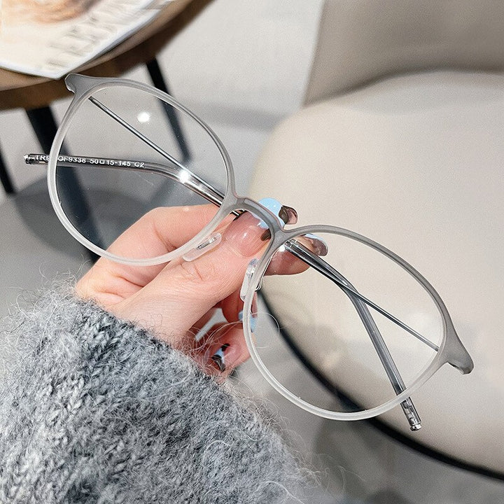 CCspace Unisex Full Rim Round Tr 90 Titanium Eyeglasses 55885 Full Rim CCspace