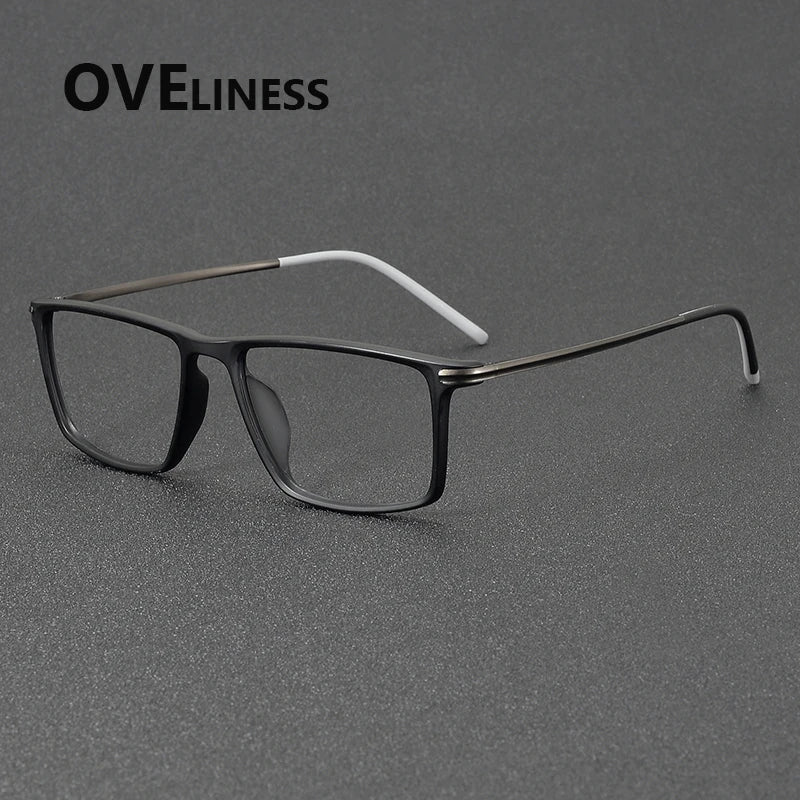 Oveliness Unisex Full Rim Square Acetate Titanium Eyeglasses 72353 Full Rim Oveliness matt black