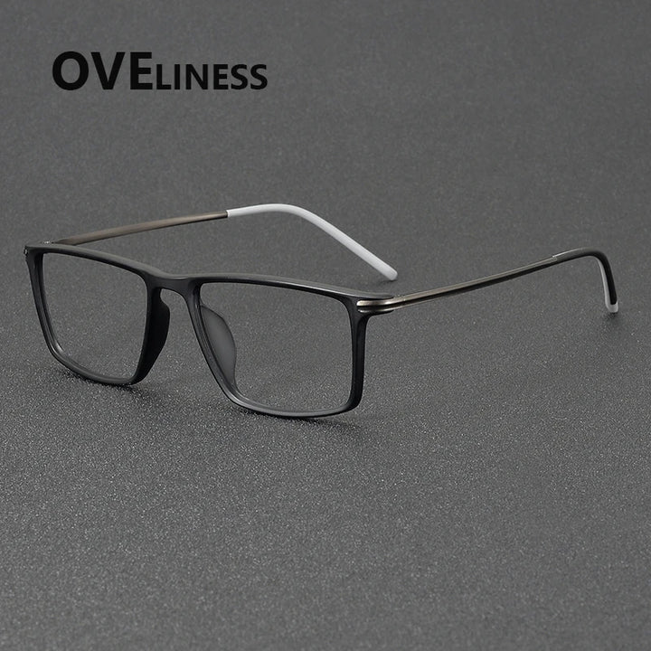 Oveliness Unisex Full Rim Square Acetate Titanium Eyeglasses 72353 Full Rim Oveliness matt black