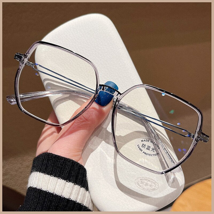 CCspace Unisex Full Rim Polygon Square Tr 90 Titanium Eyeglasses 55886 Full Rim CCspace Grey China