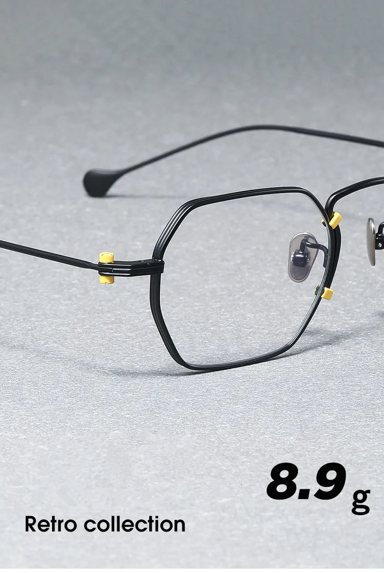 Aimee Unisex Full Rim Flat Top Polygon Titanium Eyeglasses 190069 Full Rim Aimee