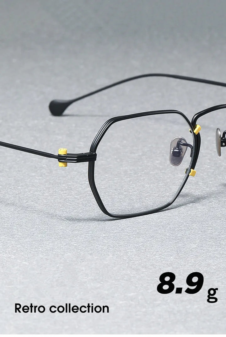 Aimee Unisex Full Rim Flat Top Polygon Titanium Eyeglasses 190069 Full Rim Aimee