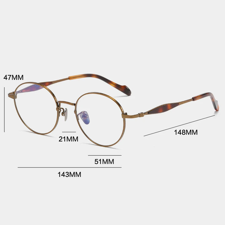 Gatenac Unisex Full Rim Round Titanium Eyeglasses Gxyj1160 Full Rim Gatenac