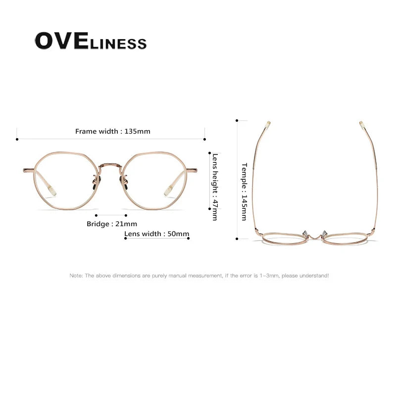 Oveliness Unisex Full Rim Polygon Acetate Titanium Eyeglasses 8514 Full Rim Oveliness