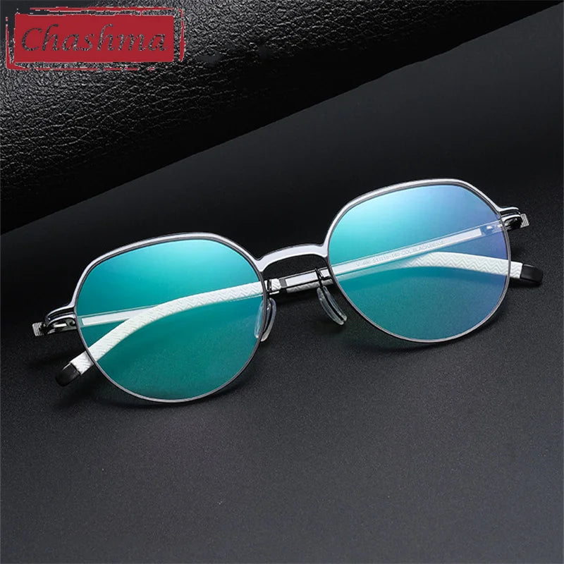 Chashma Ottica Unisex Full Rim Flat Top Round Titanium Eyeglasses 460 Full Rim Chashma Ottica
