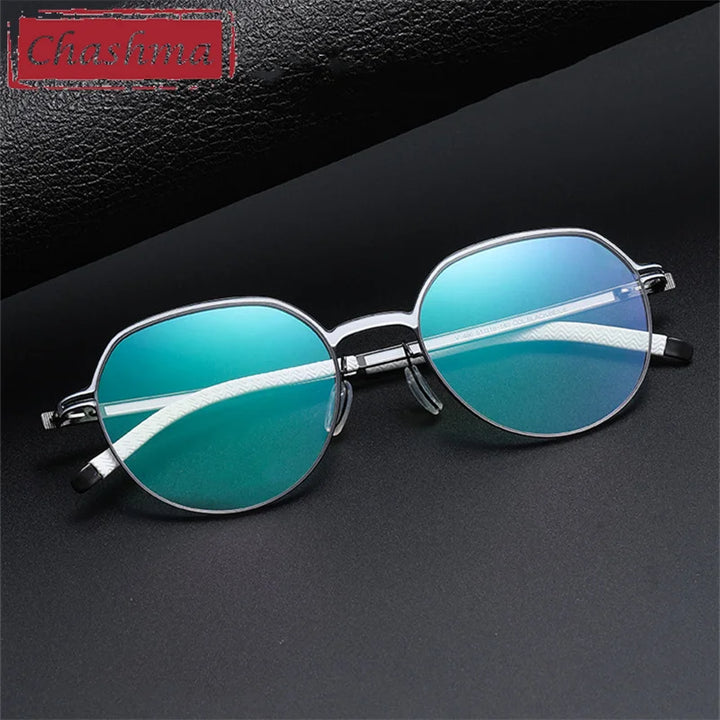 Chashma Ottica Unisex Full Rim Flat Top Round Titanium Eyeglasses 460 Full Rim Chashma Ottica