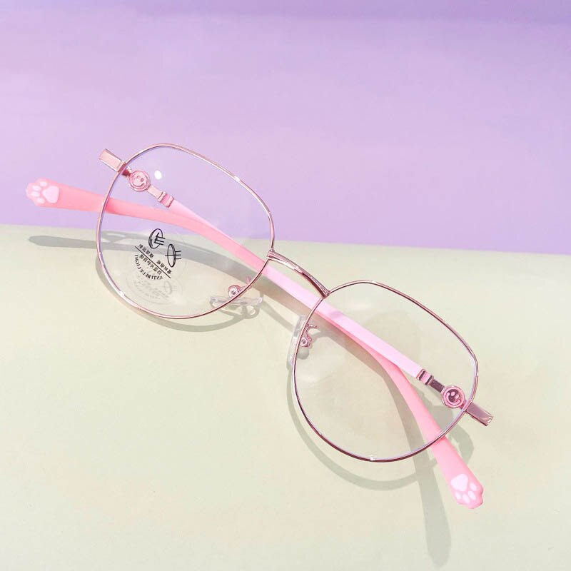 CCspace Unisex Youth Full Rim Round Alloy Eyeglasses 56564 Full Rim CCspace C5RoseGold