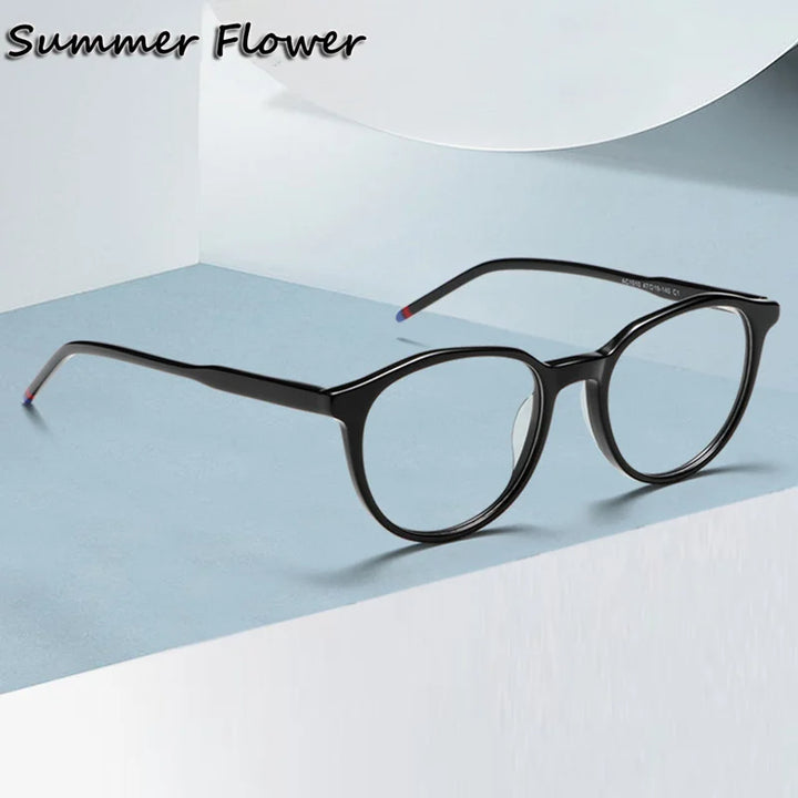 Summer Flower Women's Full Rim Round Acetate Eyeglasses 81010 Full Rim Summer Flower