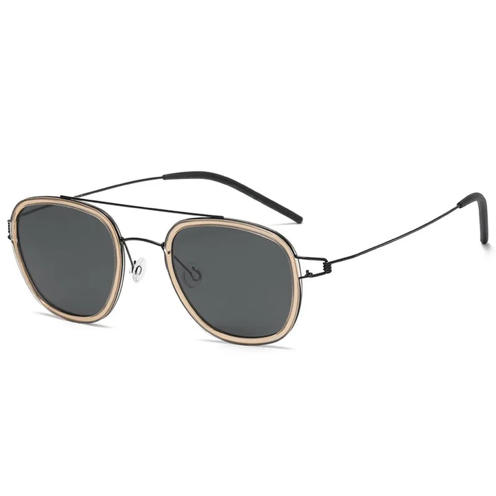 Black Mask Unisex Full Rim Square Double Bridge Titanium Sunglasses 8205 Full Rim Black Mask C5 As Shown