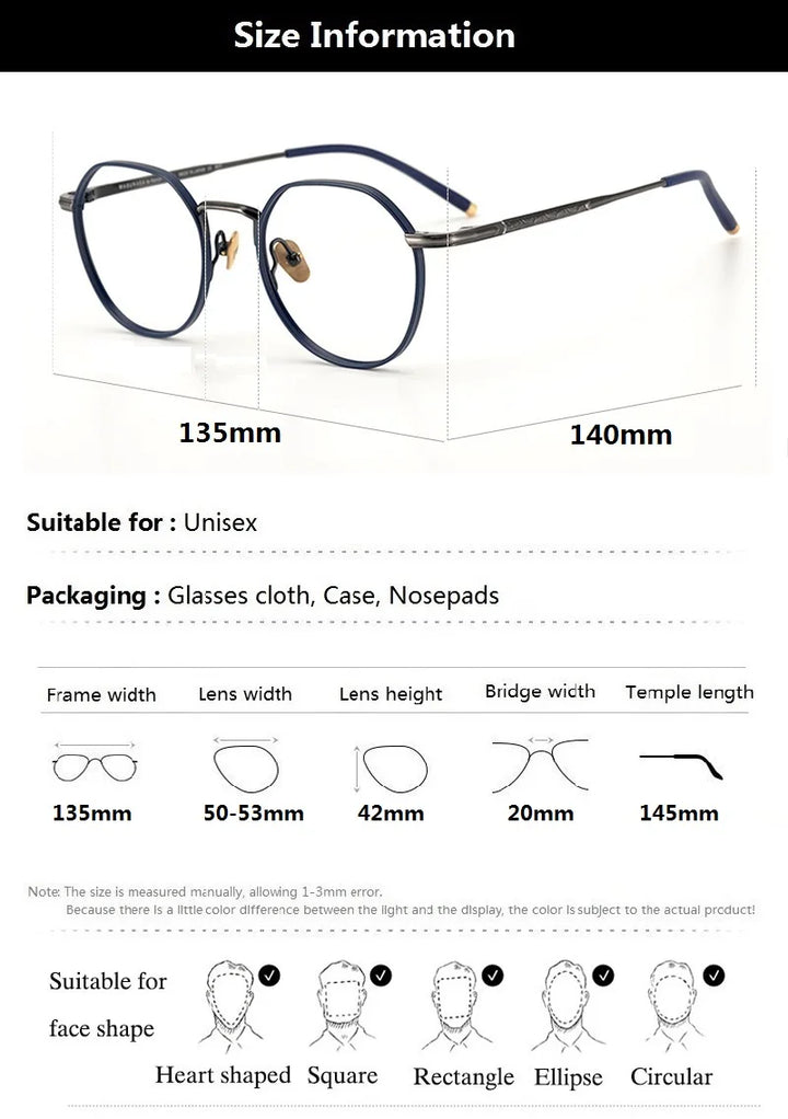 Aimee Unisex Full Rim Round Polygon Titanium Eyeglasses 5342 Full Rim Aimee