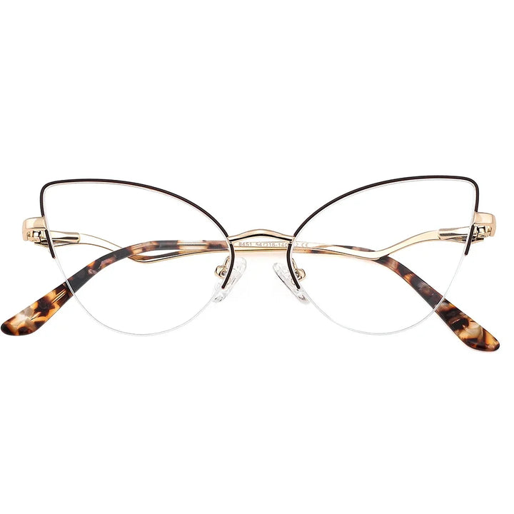 Laoyehui Women's Semi Rim Oval Cat Eye Alloy Reading Glasses L8451 Reading Glasses Laoyehui