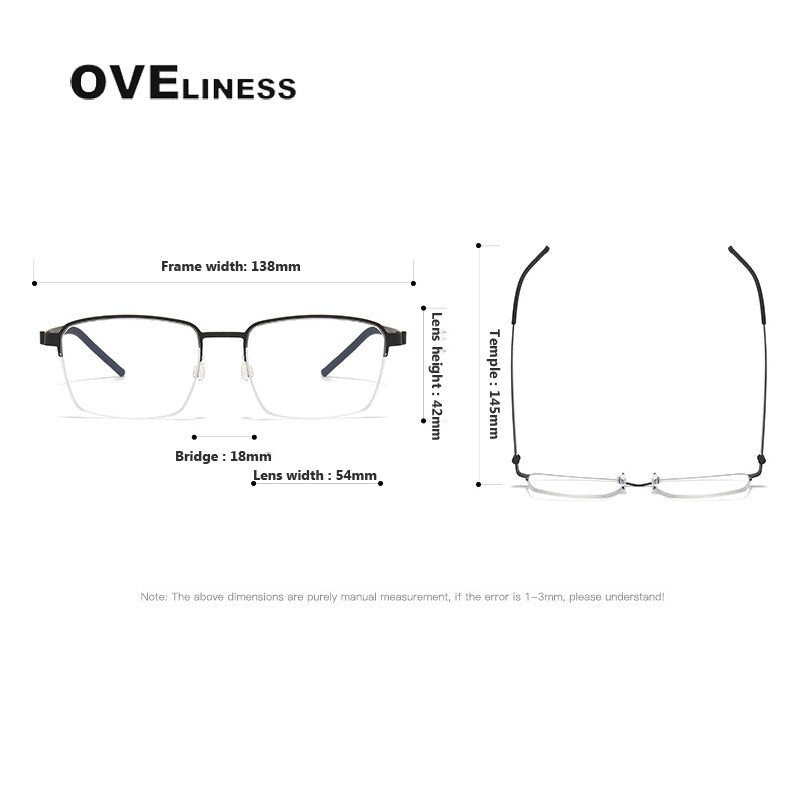 Oveliness Unisex Full Rim Square Titanium Eyeglasses 7426 Full Rim Oveliness