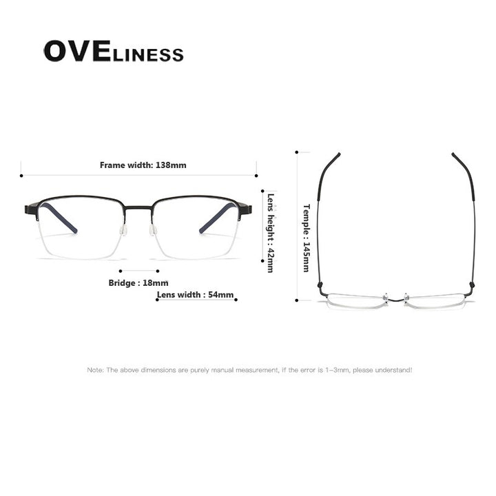 Oveliness Unisex Full Rim Square Titanium Eyeglasses 7426 Full Rim Oveliness