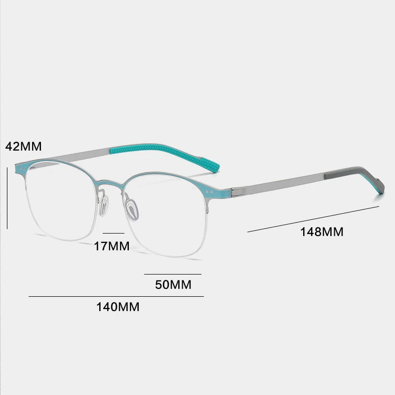 Gatenac Unisex Semi Rim Square Eyeglasses  Gxyj1146 Semi Rim Gatenac