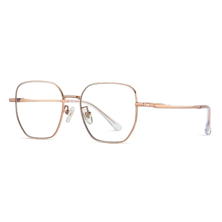 Hotony Women's Full Rim Polygon Square Titanium Eyeglasses 76209 Full Rim Hotony golden