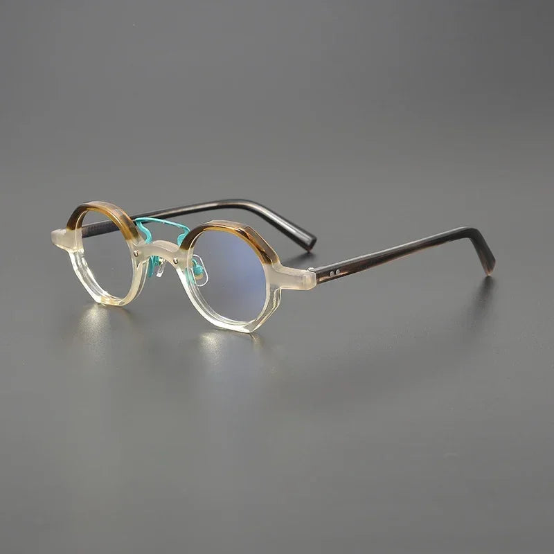 Hewei Unisex Full Rim Polygon Double Bridge Acetate Alloy Eyeglasses 3942 Full Rim Hewei C2