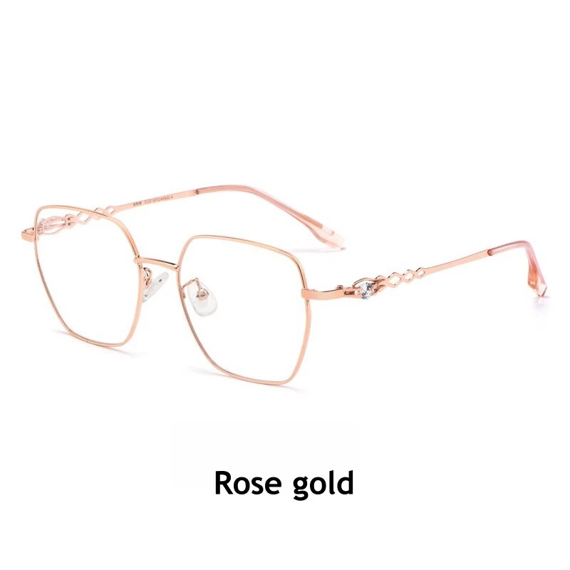 KatKani Women's Full Rim Polygonal Alloy Eyeglasses 8028z Full Rim KatKani Eyeglasses Rose gold  