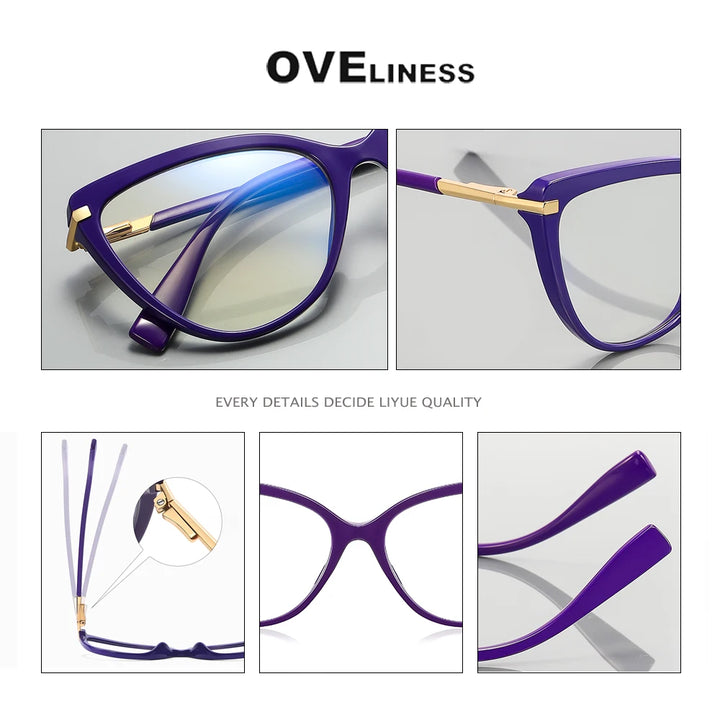 Oveliness Women's Full Rim Cat Eye Tr 90 Titanium Eyeglasses 2098 Full Rim Oveliness