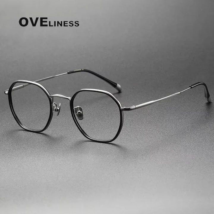 Oveliness Women's Full Rim Polygon Oval Acetate Titanium Eyeglasses 28502