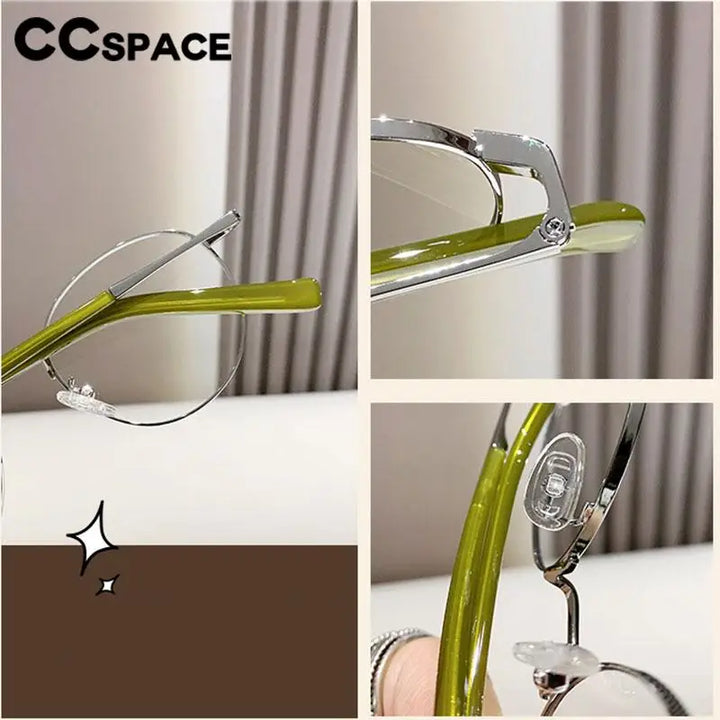 CCspace Unisex Full Rim Oval Alloy Acetate Eyeglasses 57243 Full Rim CCspace