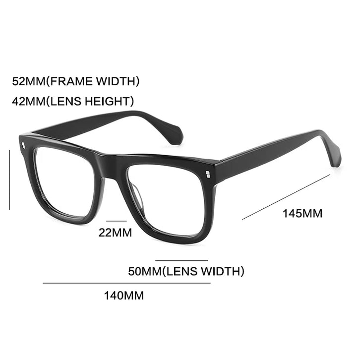 Gatenac Unisex Full Rim Big Square Acetate Eyeglasses Gxyj1230 Full Rim Gatenac