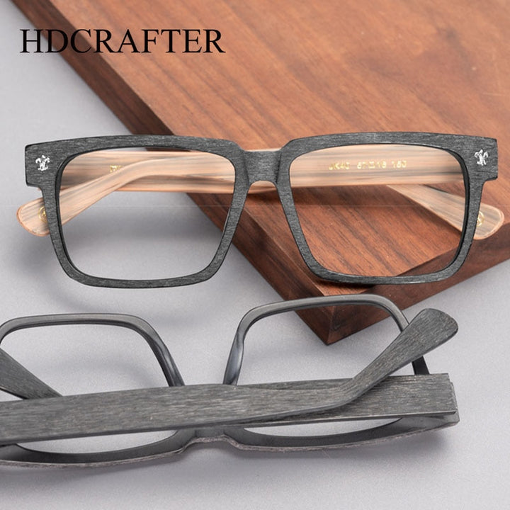 Hdcrafter Unisex Full Rim Big 150mm Square Wood Eyeglasses Jk040 Full Rim Hdcrafter Eyeglasses   