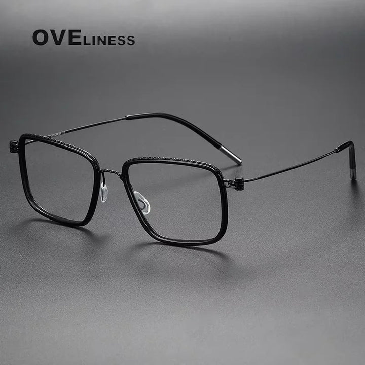 Oveliness Unisex Full Rim Square Acetate Titanium Eyeglasses 80899