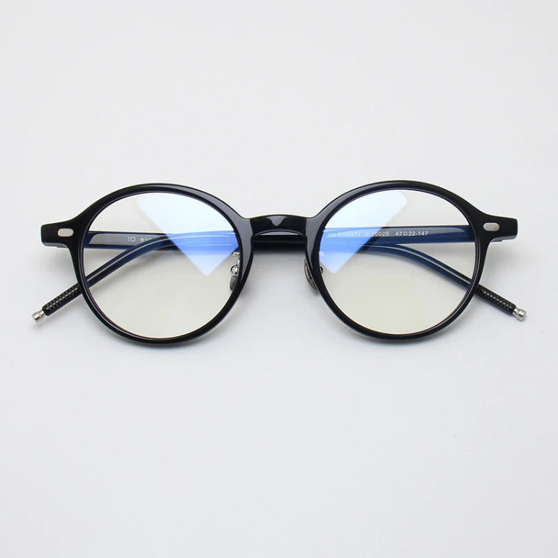 Black Mask Unisex Full Rim Round Acetate Eyeglasses 49205 Full Rim Black Mask Black
