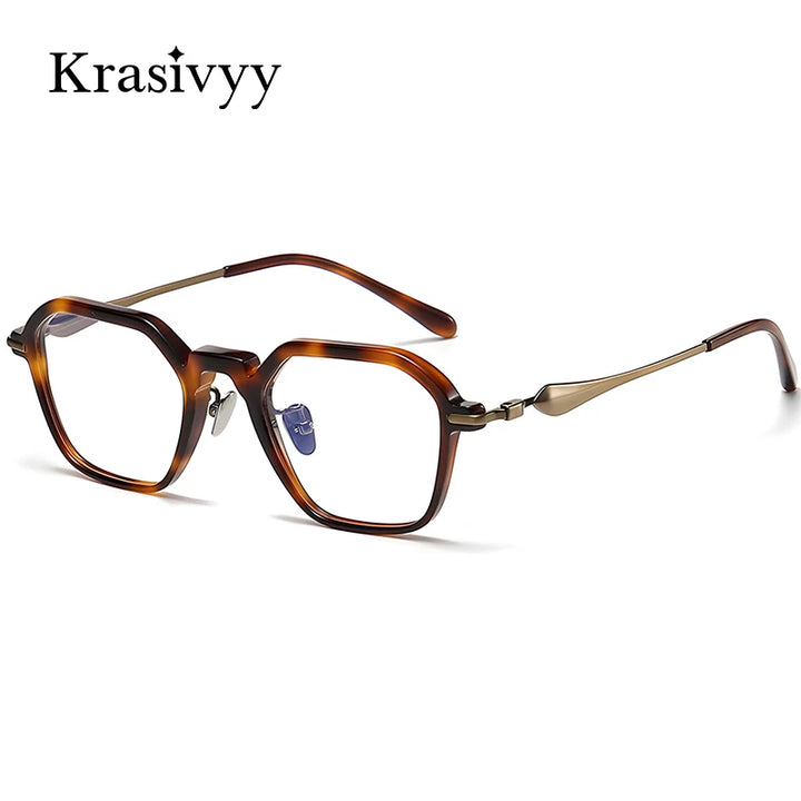 Krasivyy Unisex Full Rim Hexagon Titanium Acetate Eyeglasses 46065 Full Rim Krasivyy