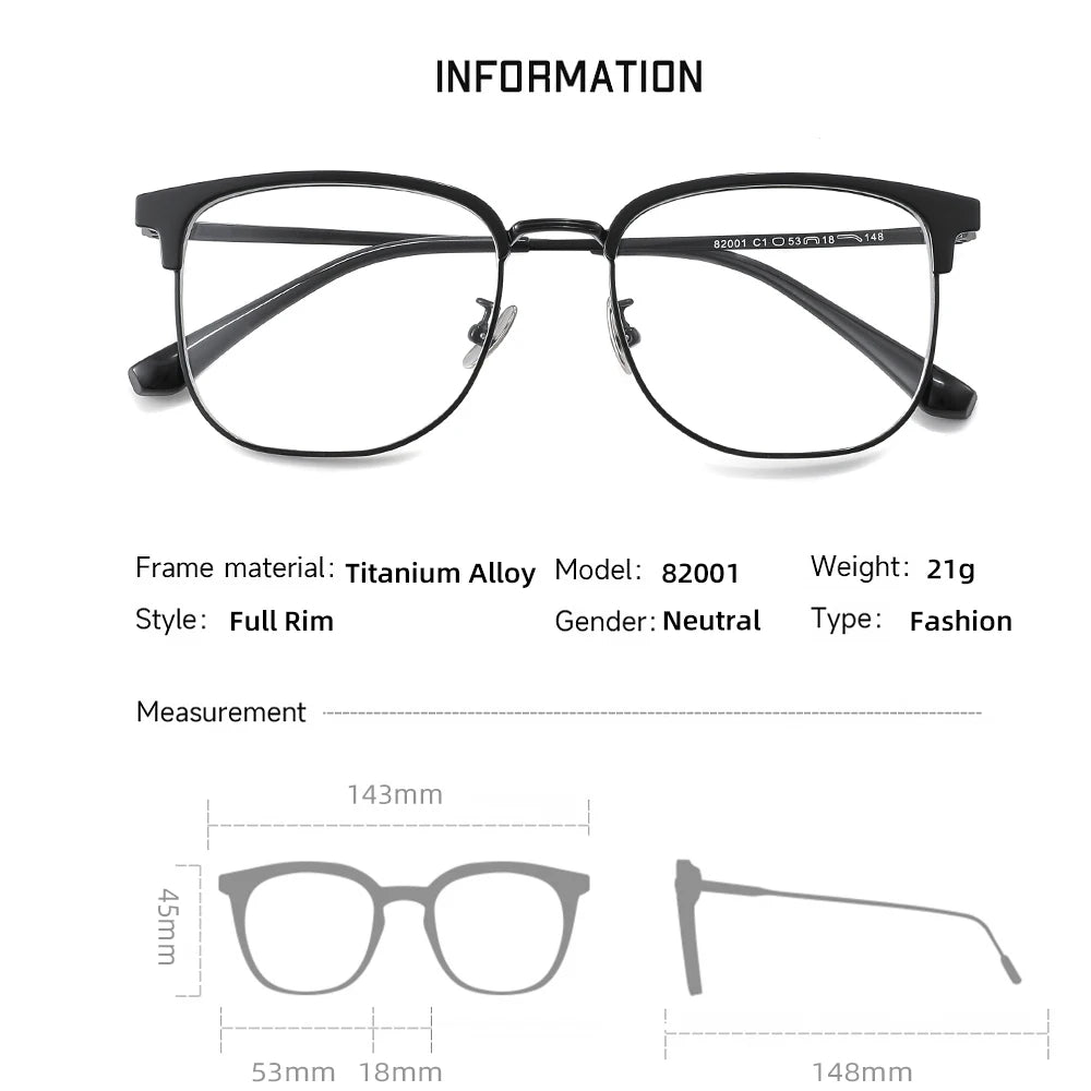 Gmei Unisex Full Rim Square Tr 90 Alloy Eyeglasses 8201 Full Rim Gmei Optical