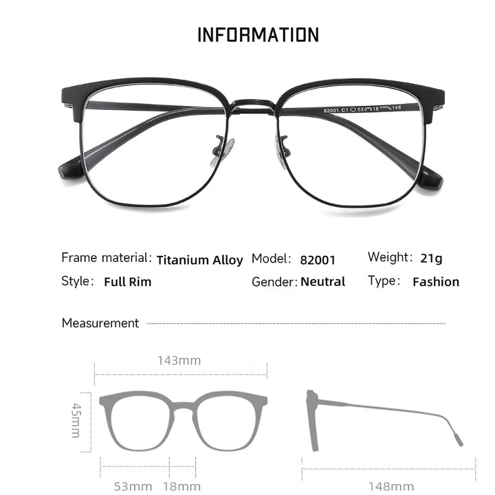 Gmei Unisex Full Rim Square Tr 90 Alloy Eyeglasses 8201 Full Rim Gmei Optical