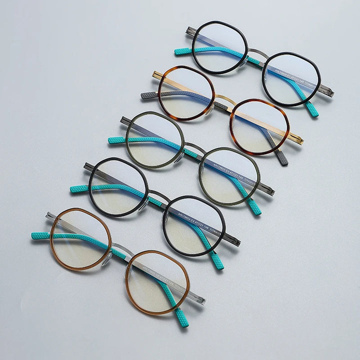 Gatenac Unisex Full Rim Polygon Round Titanium Eyeglasses Gxyj1149 Full Rim Gatenac