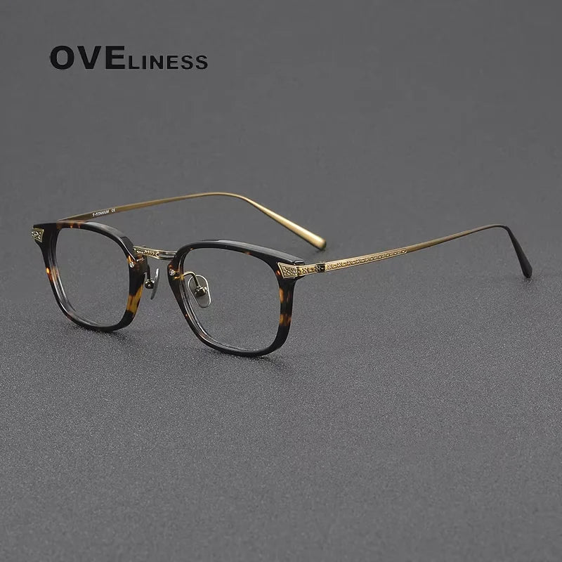 Oveliness Women's Full Rim Square Acetate Titanium Eyeglasses 214023