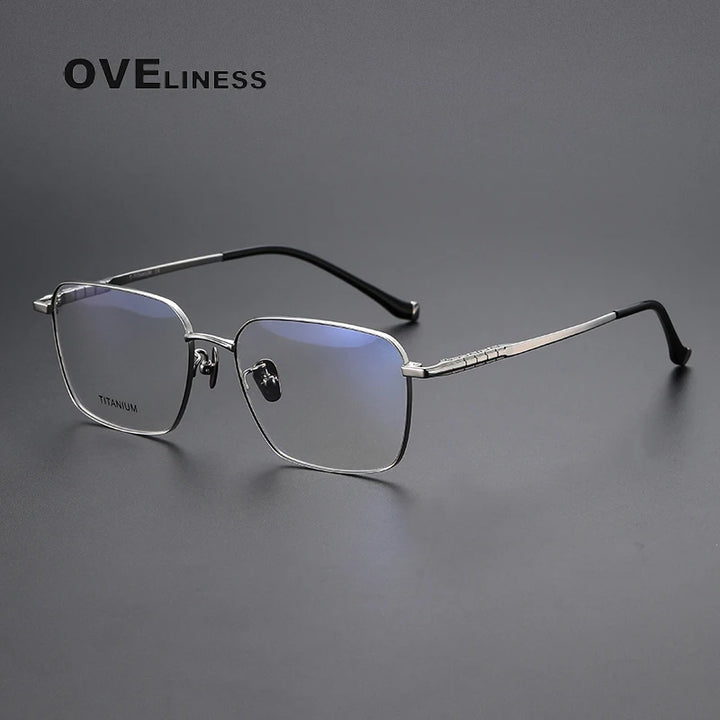 Oveliness Men's Full Rim Square Titanium Eyeglasses 80904 Full Rim Oveliness silver
