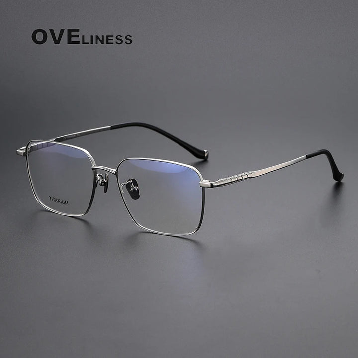 Oveliness Men's Full Rim Square Titanium Eyeglasses 80904 Full Rim Oveliness silver  