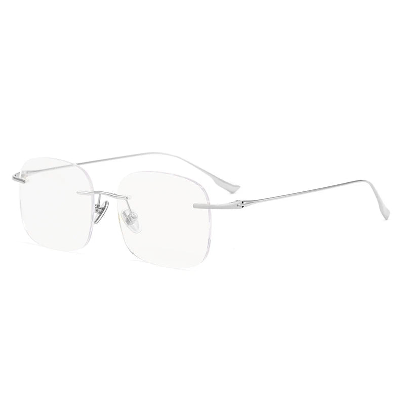 Handoer Women's Rimless Flat Top Round Titanium Eyeglasses 73536